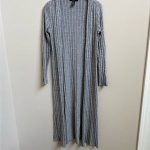 Forever 21 Gray Ribbed Long Cardigan